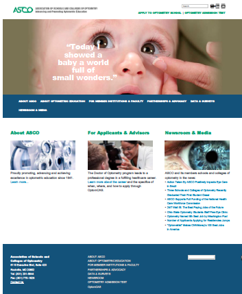 The home page of the redesigned ASCO Web site. ASCO: Association
