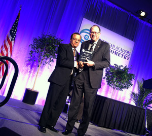 Dr. Satya Verma received a Life Fellowship Award from the AAO in November 2014. He is pictured with Dr. Bernard Dolan, who is now the AAO’s Immediate Past President.
