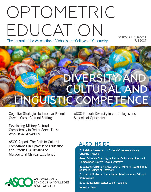 Special Optometric Education Journal Issue on Diversity and Cultural Competence Available